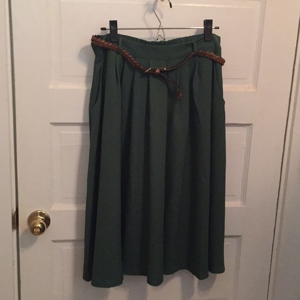 ModCloth vintage style green midi skirt